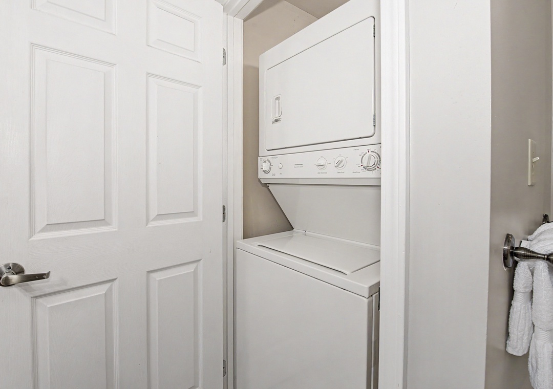 Your in-unit washer and dryer setup ensures you can pack light and refresh your wardrobe anytime during your stay.