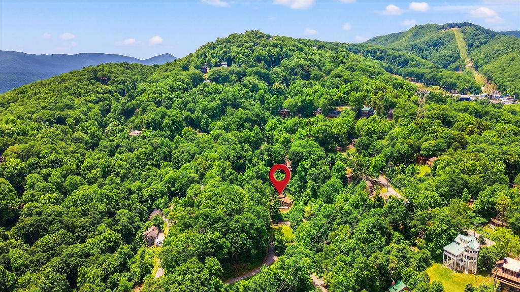 Nestled among lush forested mountains, the property offers a peaceful mountain retreat surrounded by vibrant greenery and natural beauty.