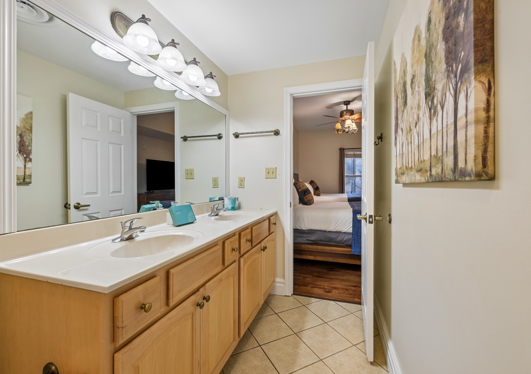 Enjoy your private ensuite bathroom with double vanity, perfect for getting ready each morning with ample counter space.