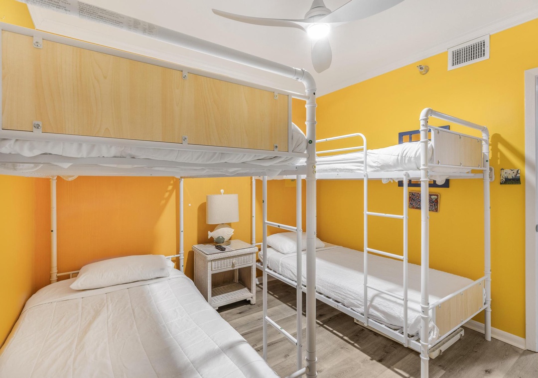 Guest bedroom 2 with two twin-over-twin bunks