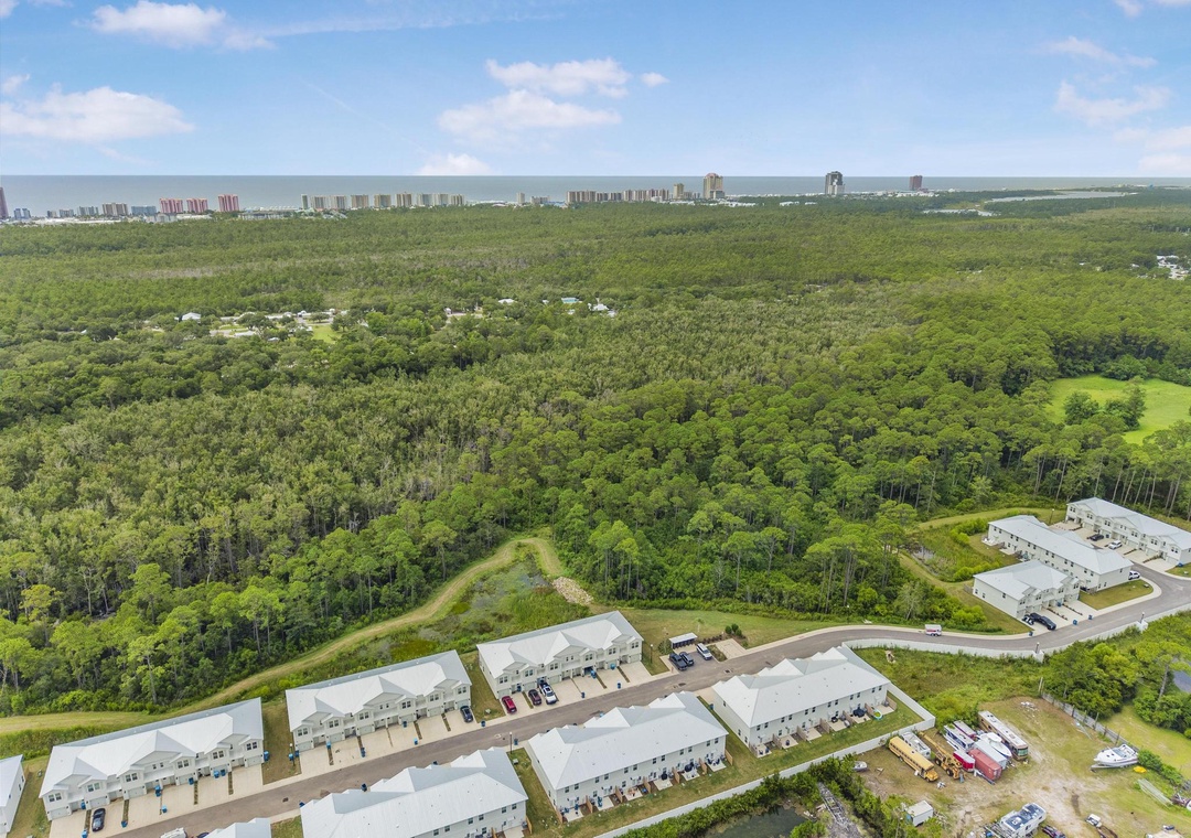 Aerial view of Lost Bay Townhomes