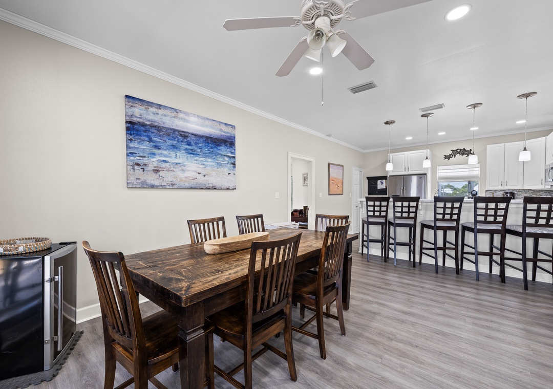 Dining table with seating for six