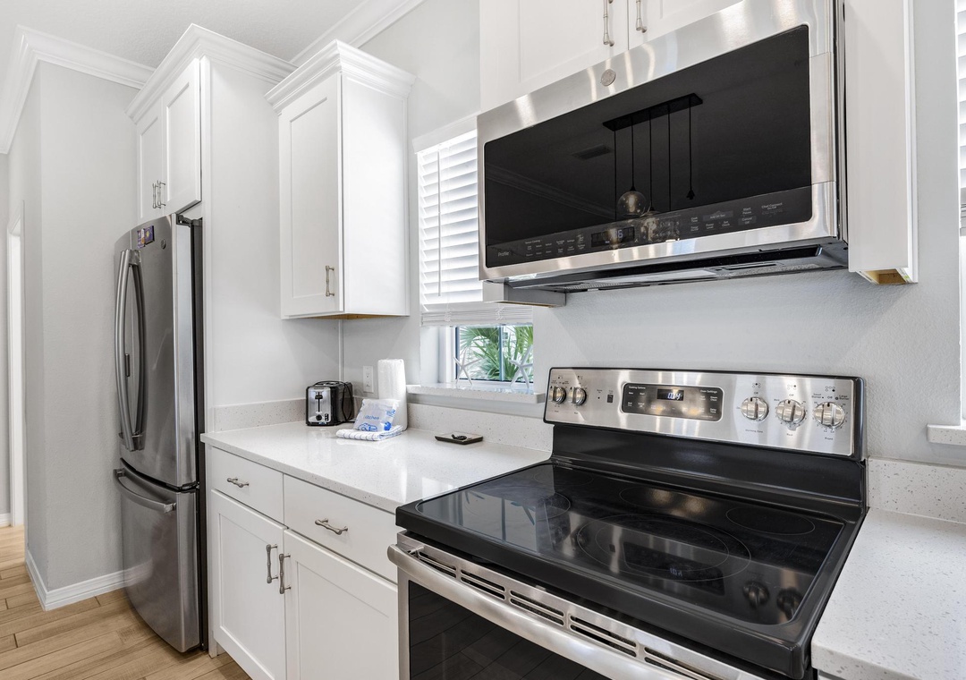 Kitchen with stainless steel appliances