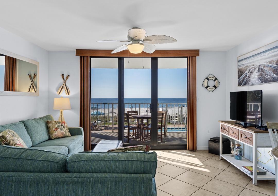Sunswept 204 living room with Gulf views