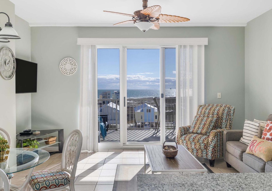 Step out onto the private balcony