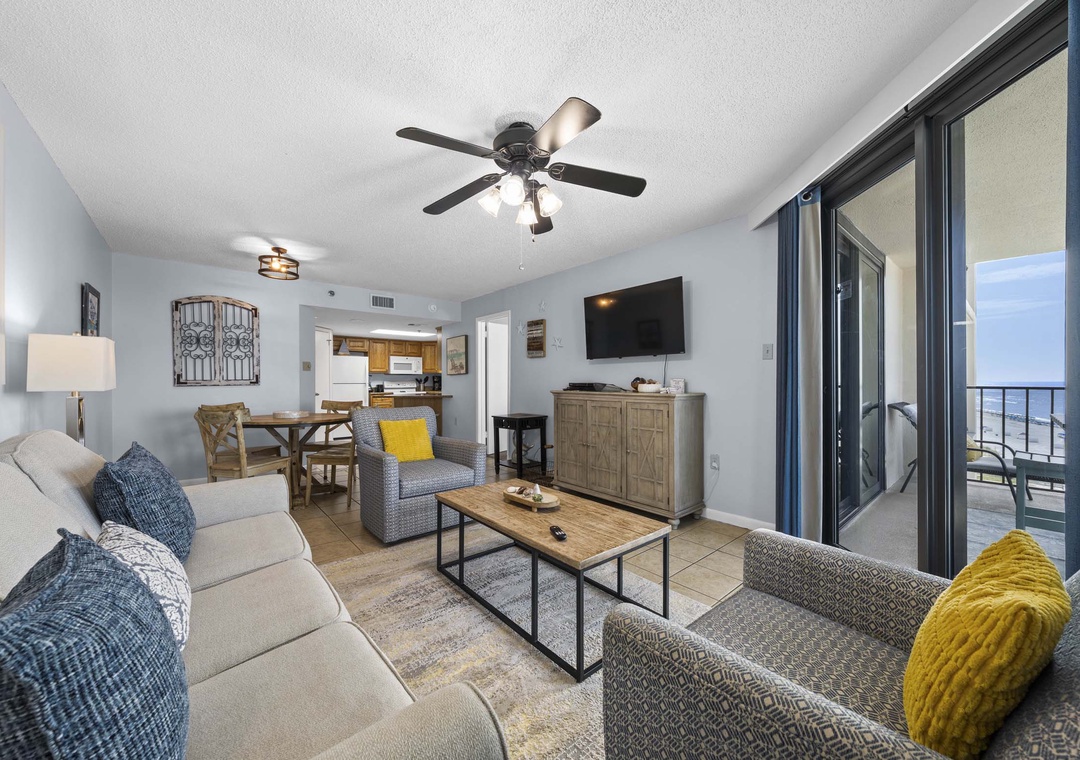 Relax with a movie on the flat-screen TV