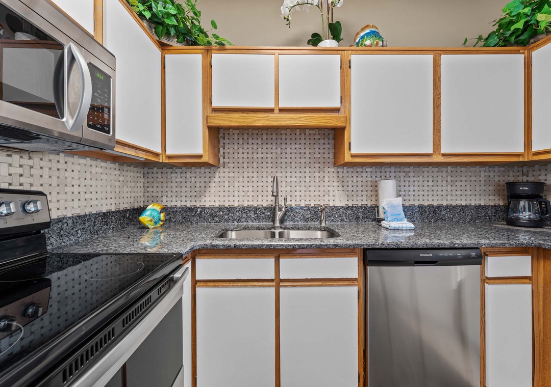 Kitchen with stainless steel appliances