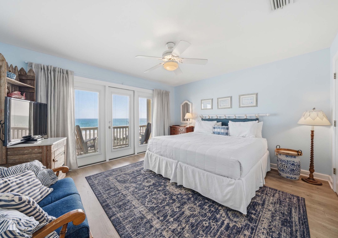 Head up to the Second floor primary suite with private balcony