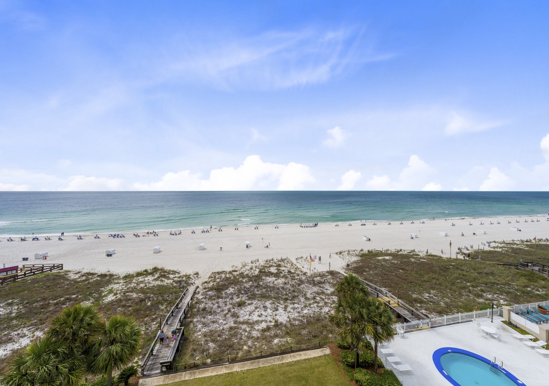 Gulf and beach views