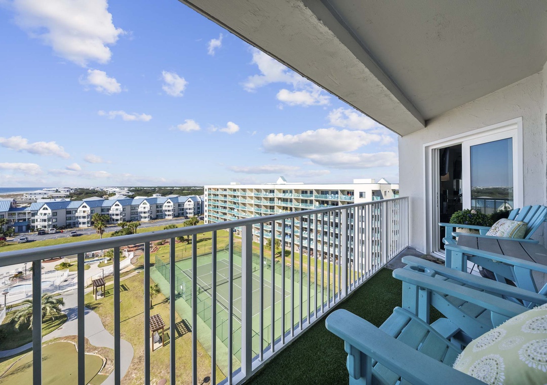 Private balcony with views of the resort and the Gulf