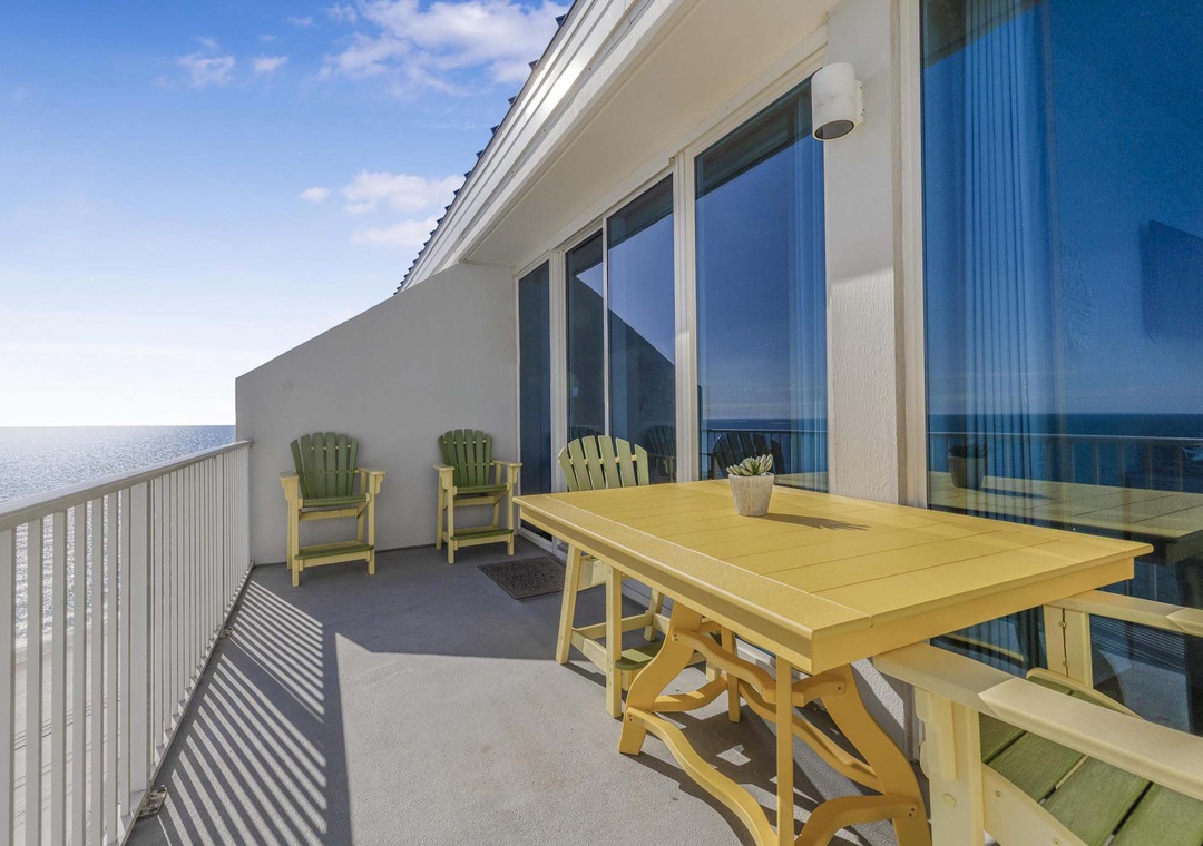 Dine al fresco on the private balcony