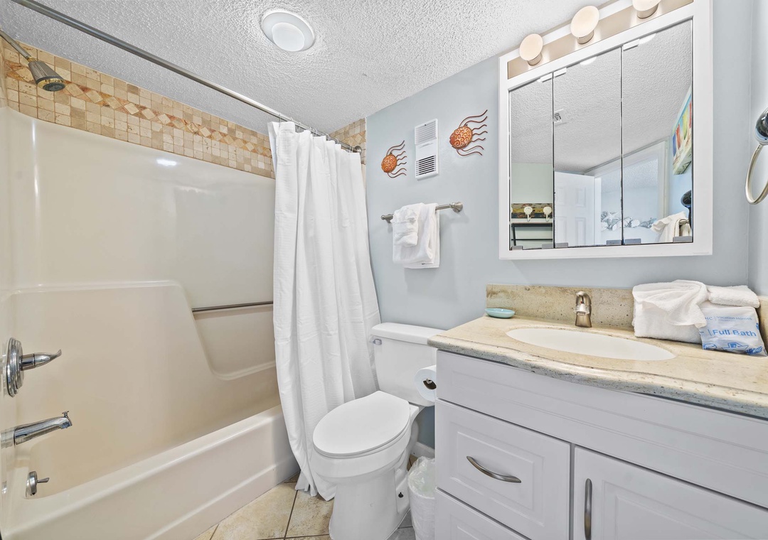 Guest bathroom with shower/tub