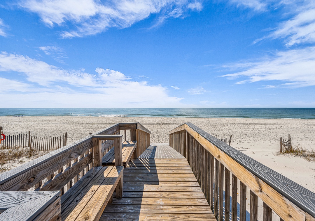 Boardwalk to the beach just steps away!