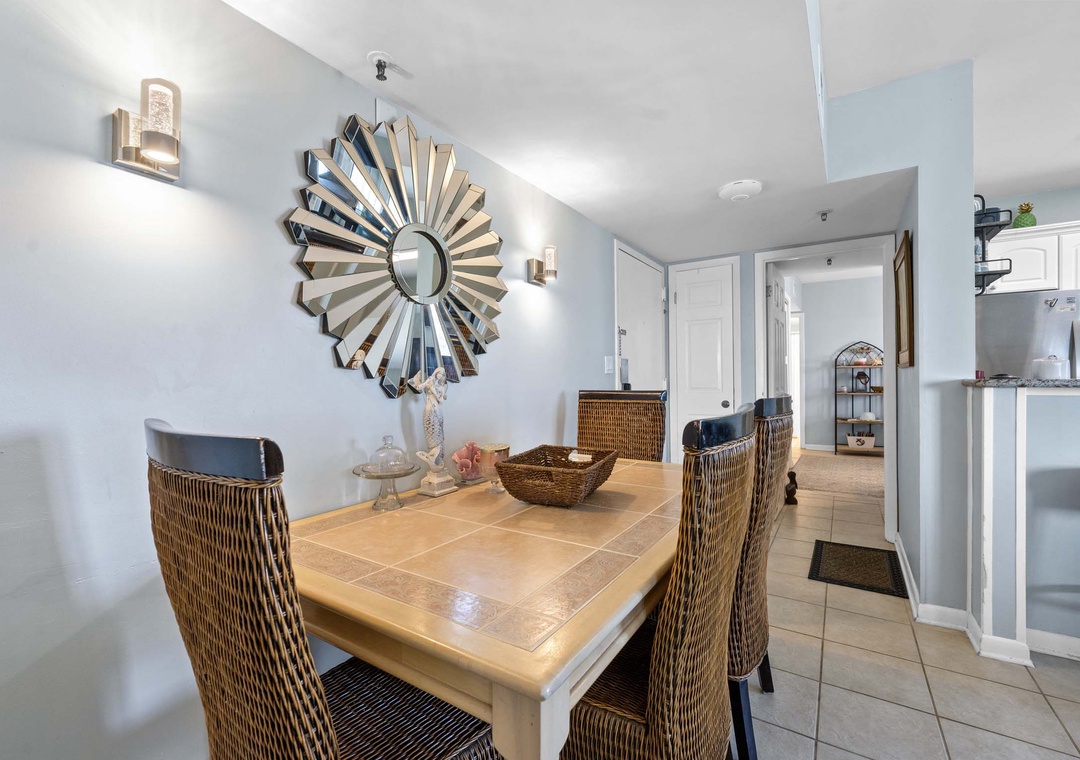 Dining table with seating for six