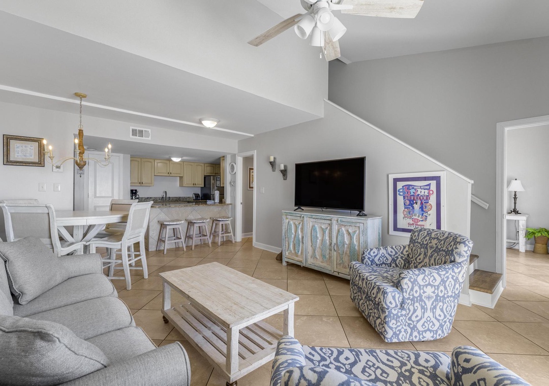 Relax with a movie on the large flat-screen TV