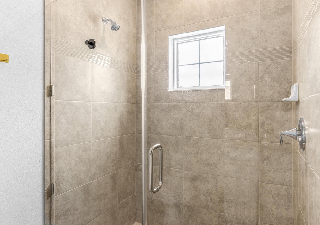Primary bathroom with walk-in shower