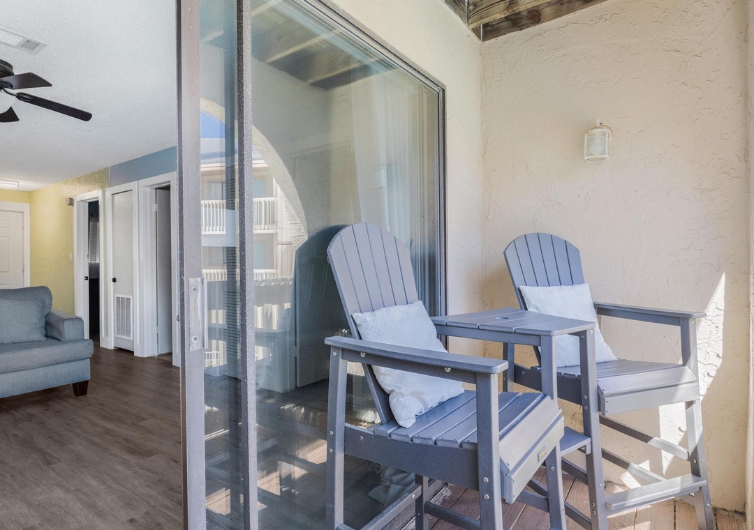 Balcony seating with Adirondack chairs