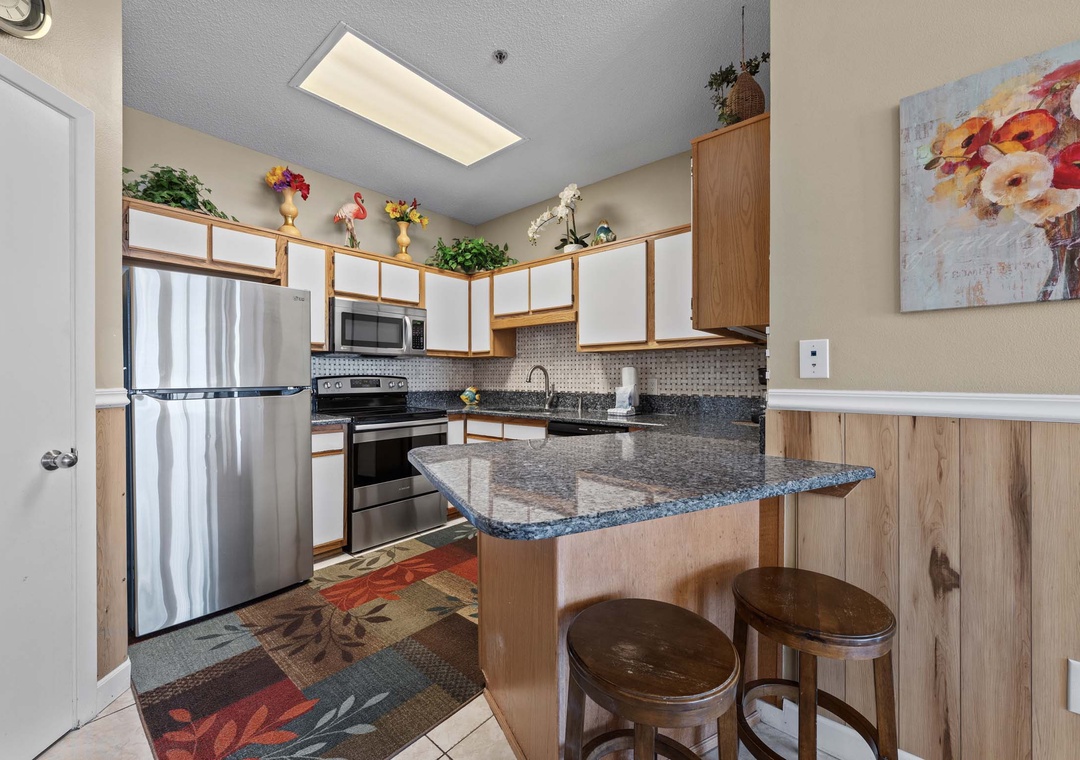 Eat-in kitchen bar seating for two