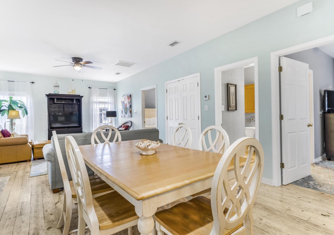 Dining table with seating for six