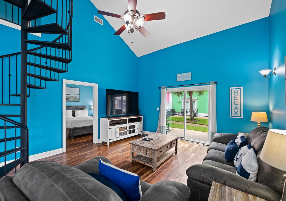 Comfortable living area with flat screen TV