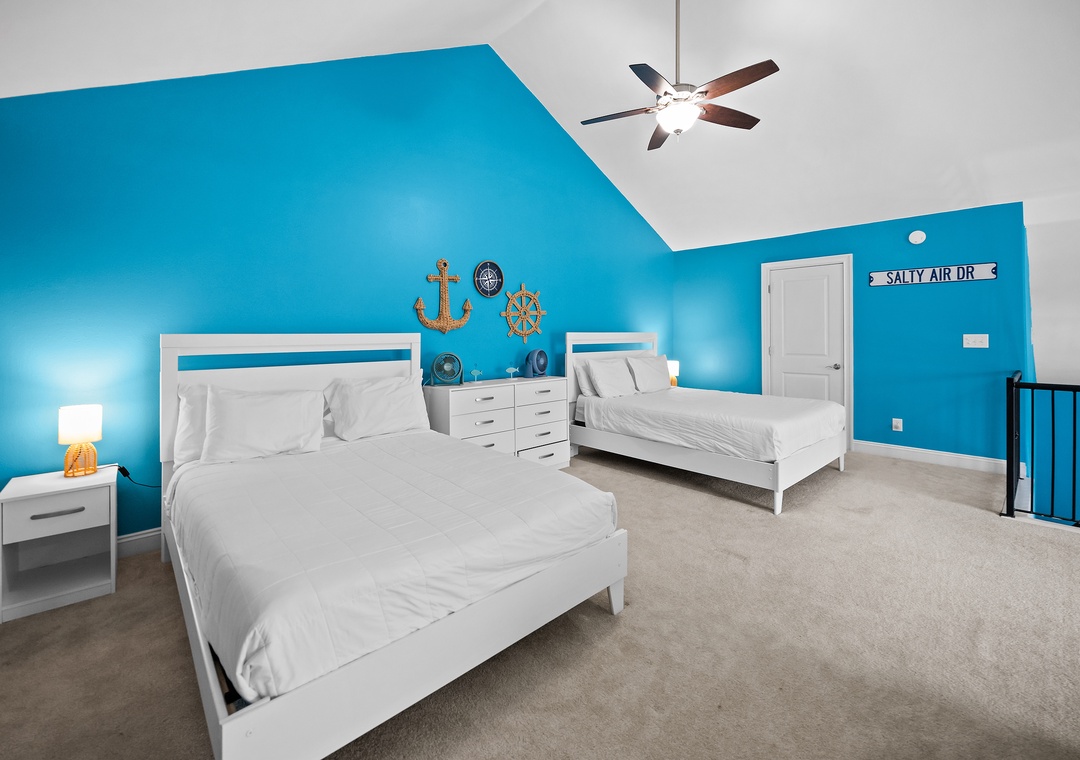 Two queen beds in the loft