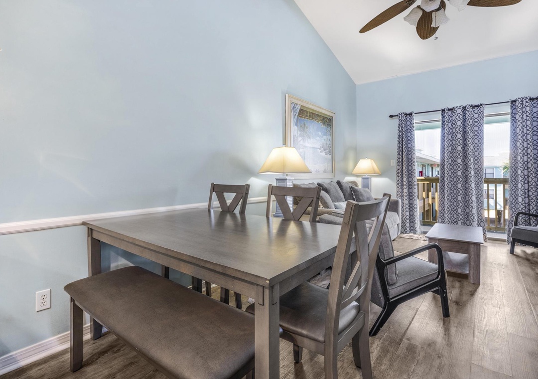 Dining table with bench seating