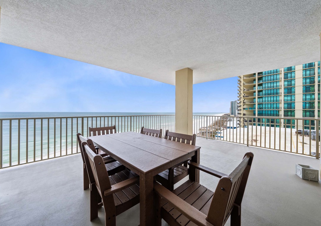 Dine al fresco on the large private balcony