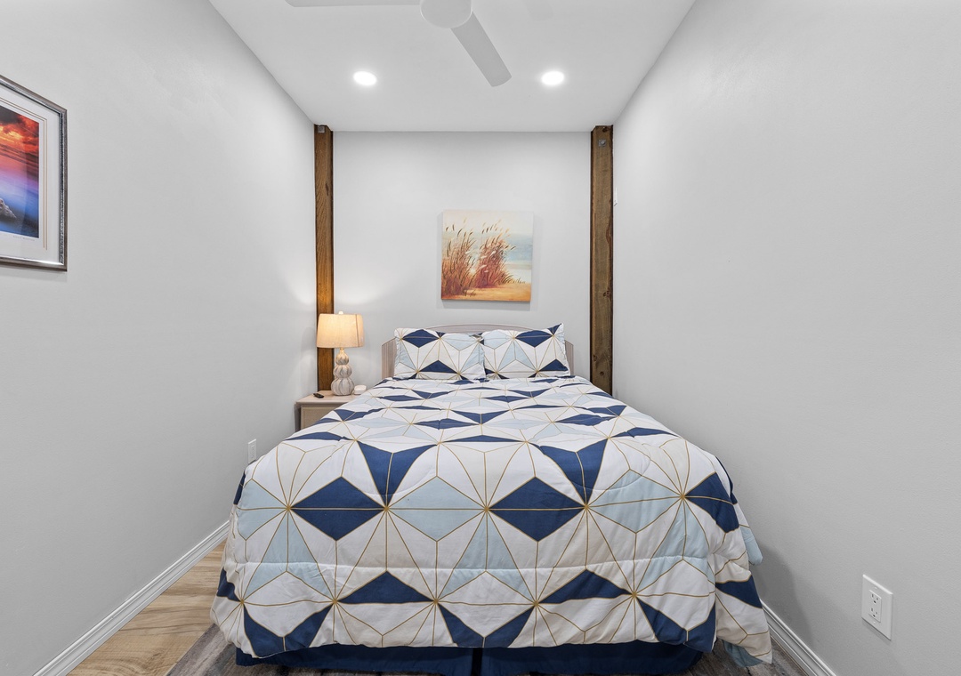 Full bed in the ground floor suite