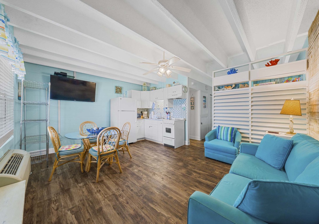 Relax with a movie on the flat-screen TV