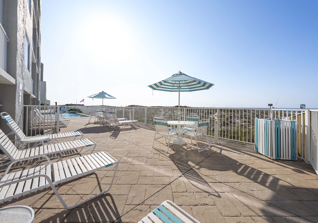 Pool loungers and tables