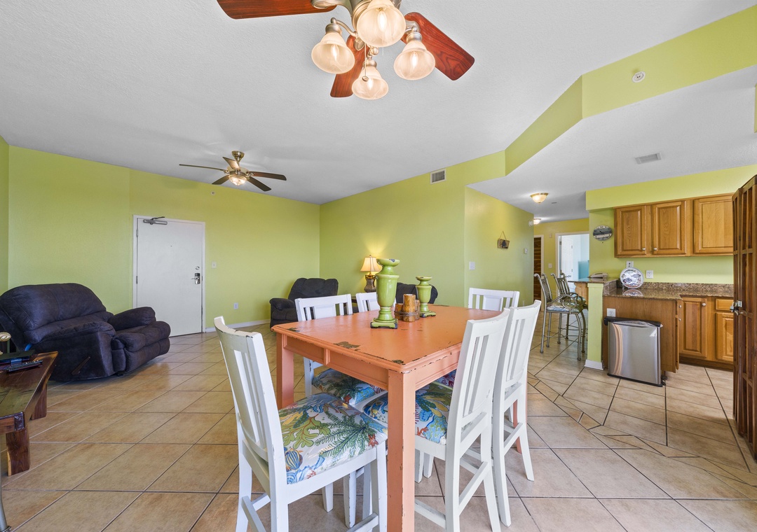 Dining table with seating for six
