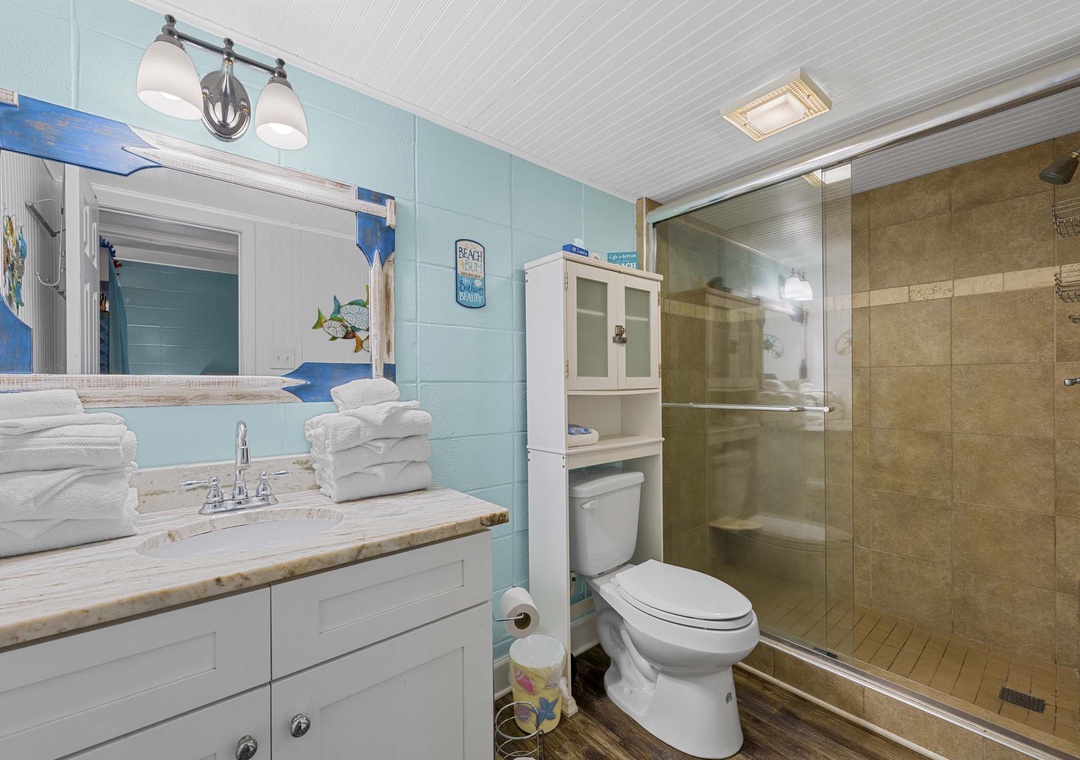 Full bathroom with walk-in shower