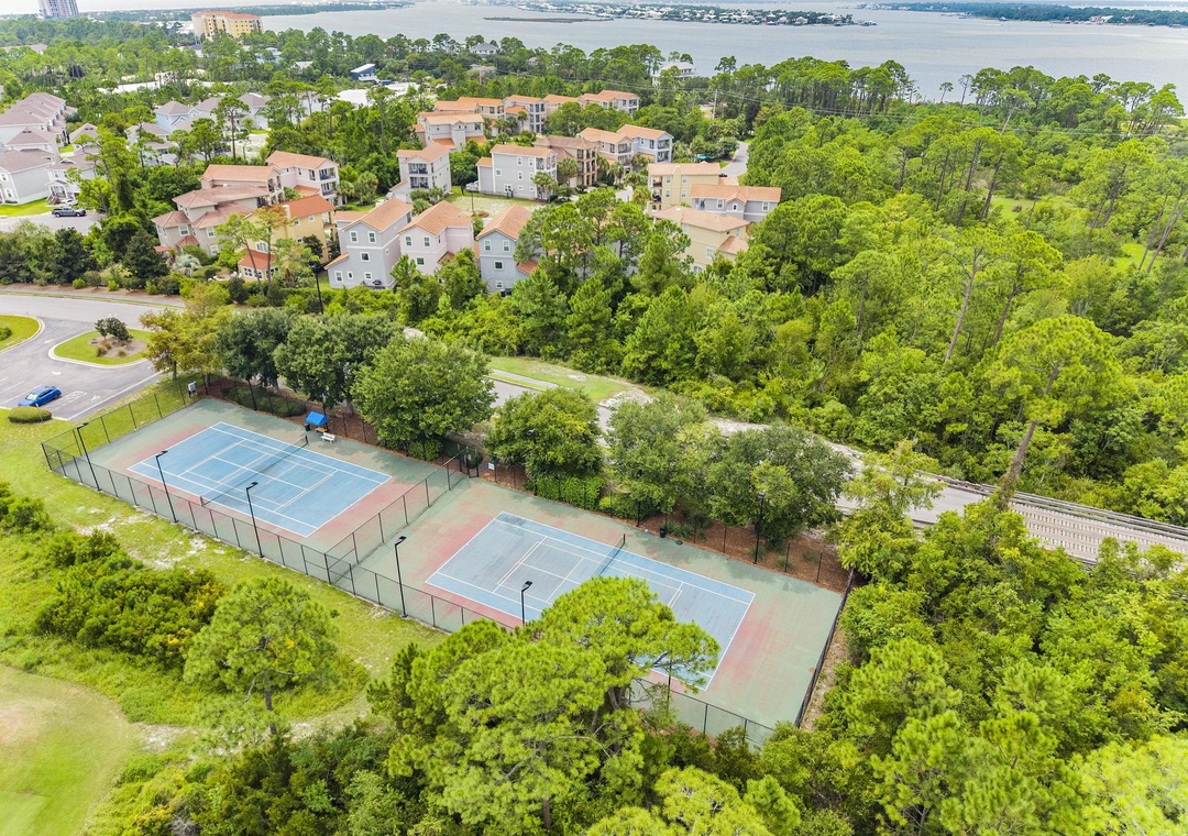 Aerial view of the tennis courts