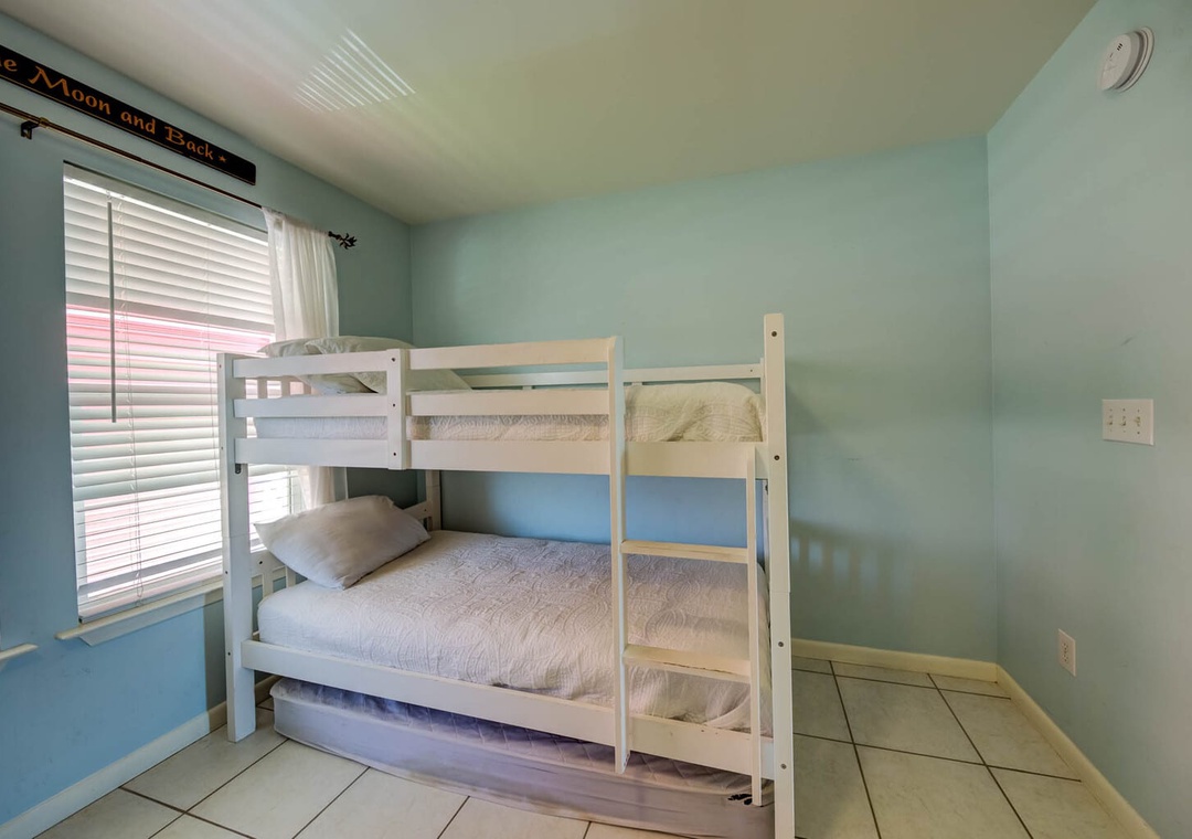 Twin-size bunk bed in second bedroom.