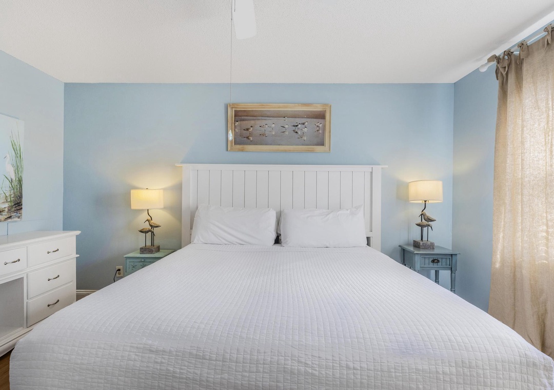 Primary bedroom with king bed