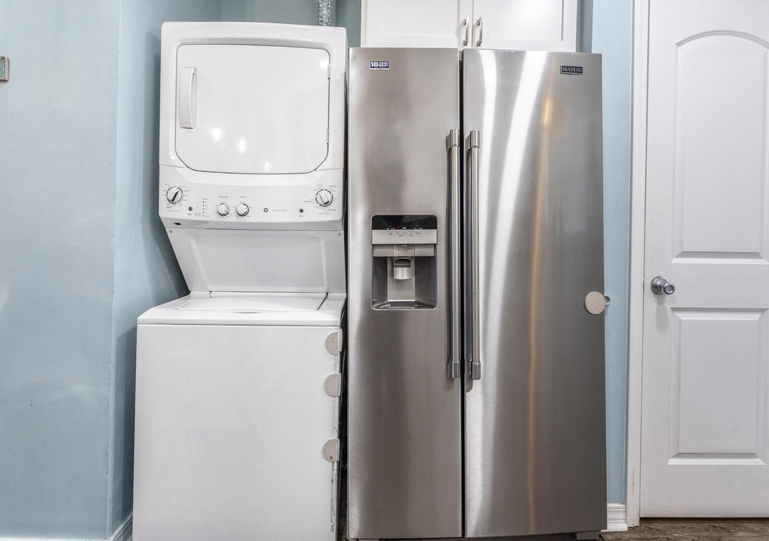 Stacked washer and dryer