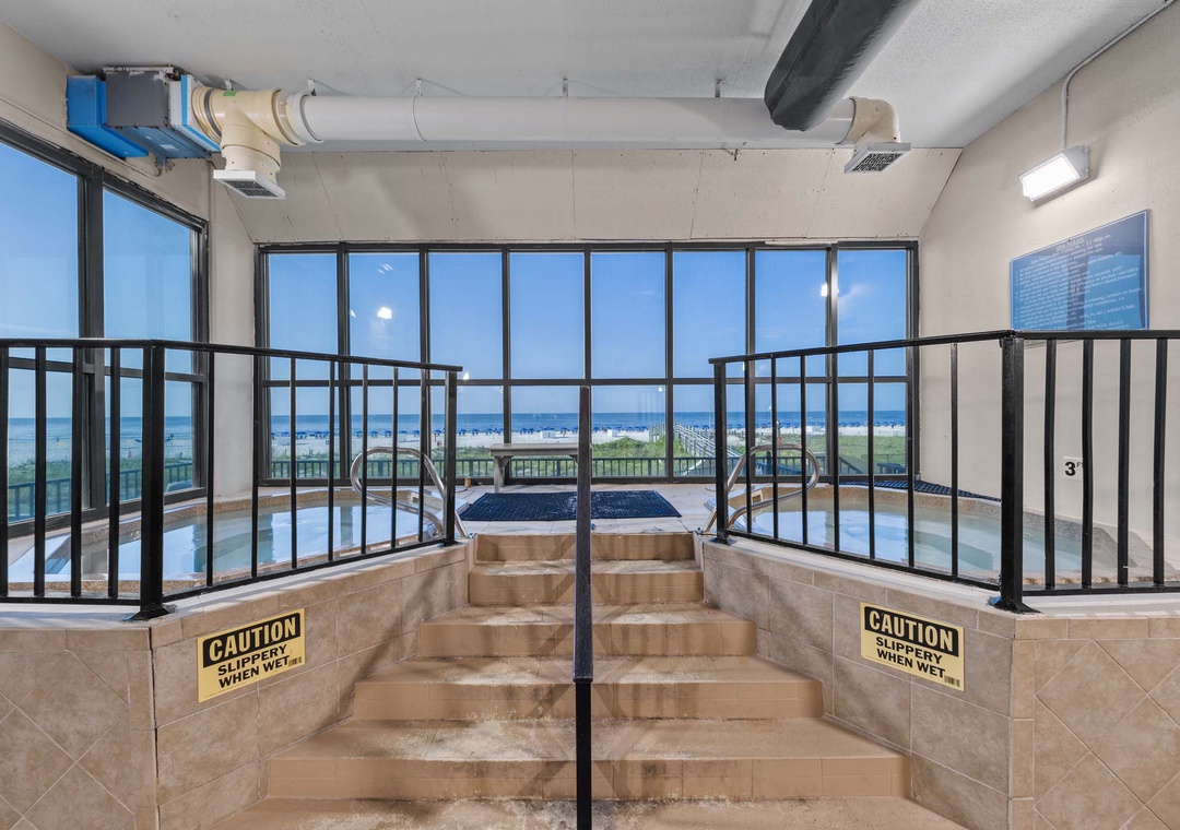 Two indoor hot tubs