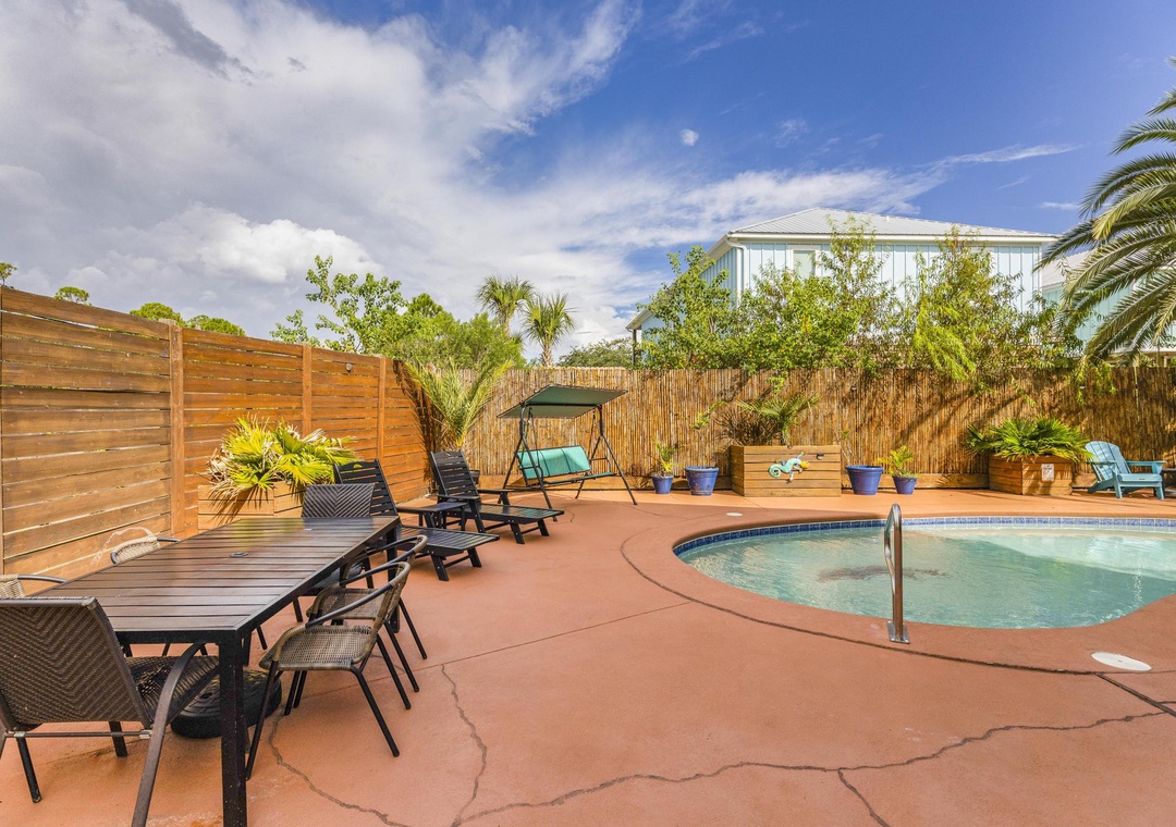 Enjoy a meal by the pool
