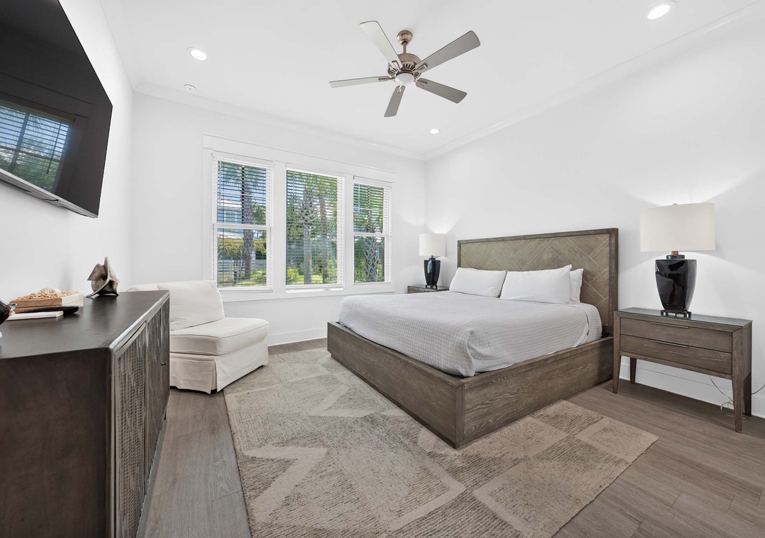 Primary bedroom with king bed