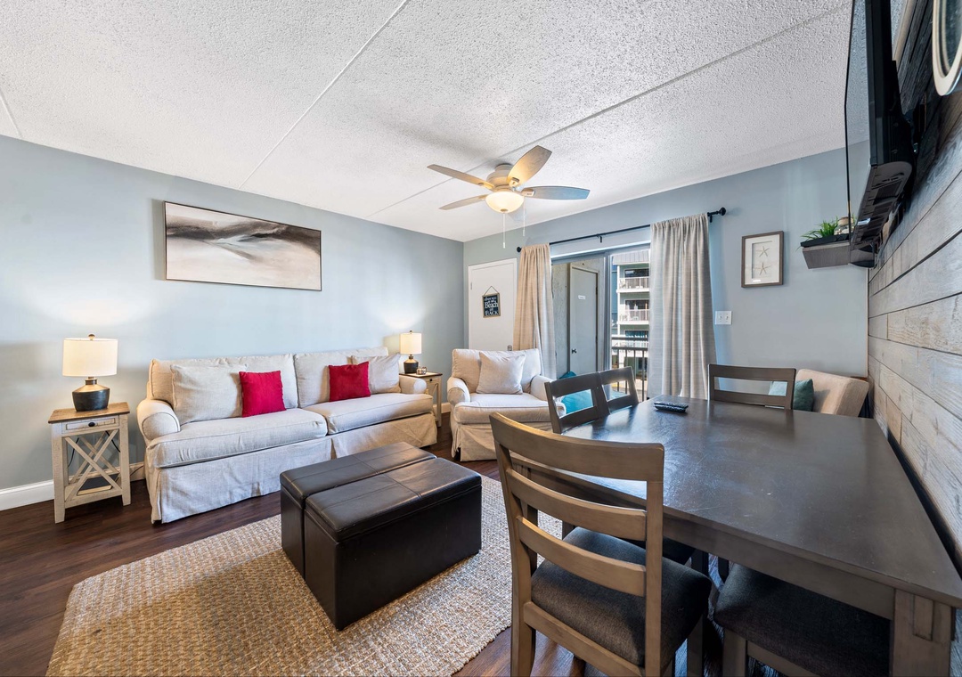 Living area and dining table