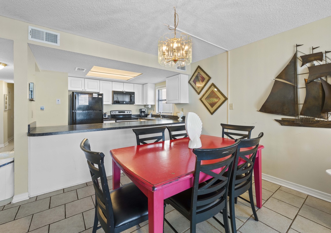 Dining table with seating for six