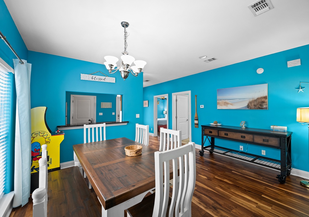 Dining table with seating for six