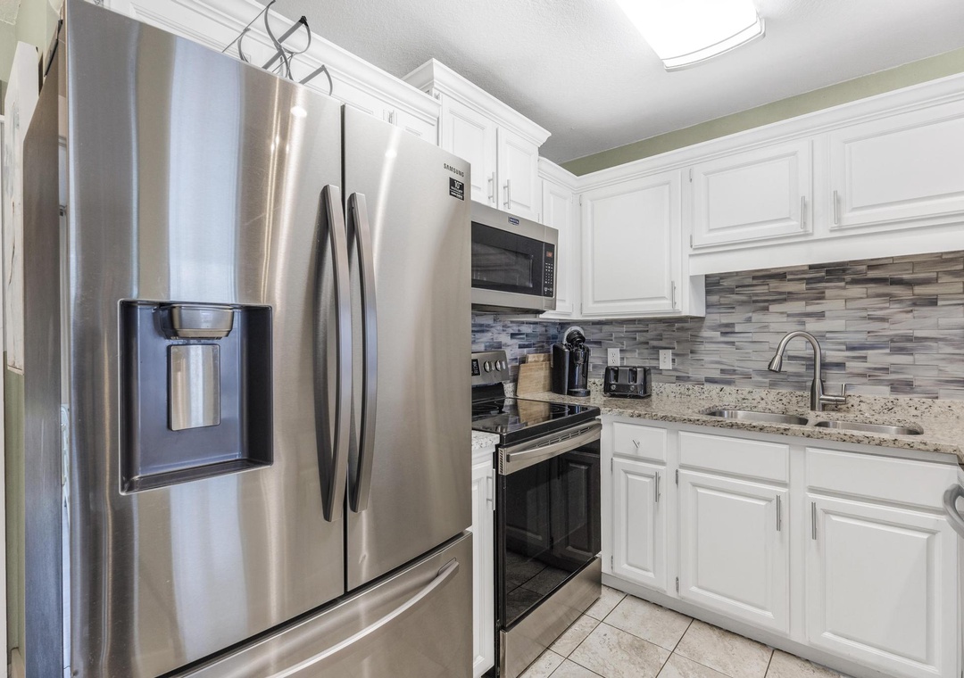Kitchen with stainless steel appliances