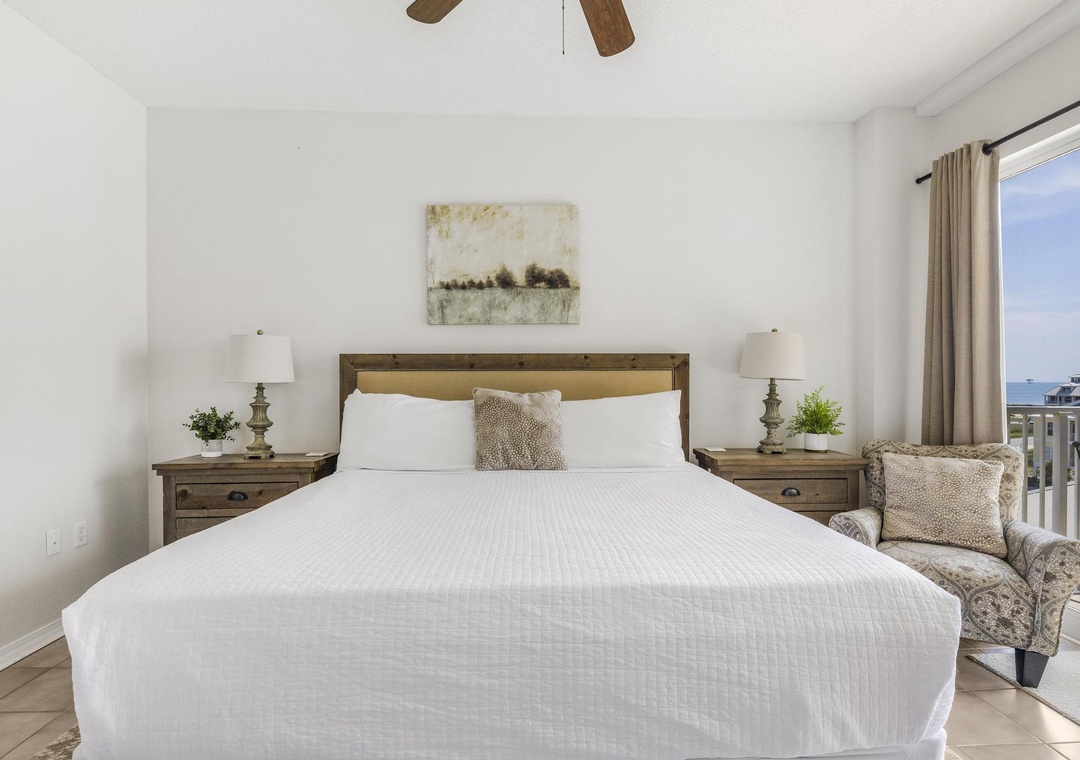 Primary bedroom with king bed
