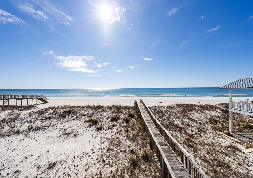 Just a short walk across the boardwalk to the beach
