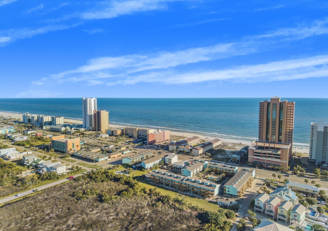 Aerial view of the Gulf Shores coastline