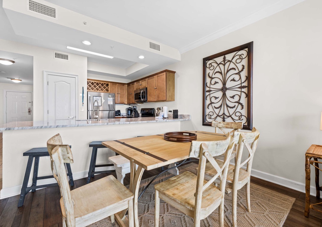 Dining table with seating for six