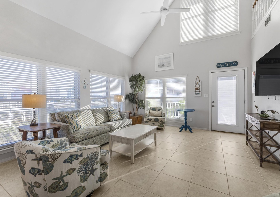Spacious living room with tons of natural light