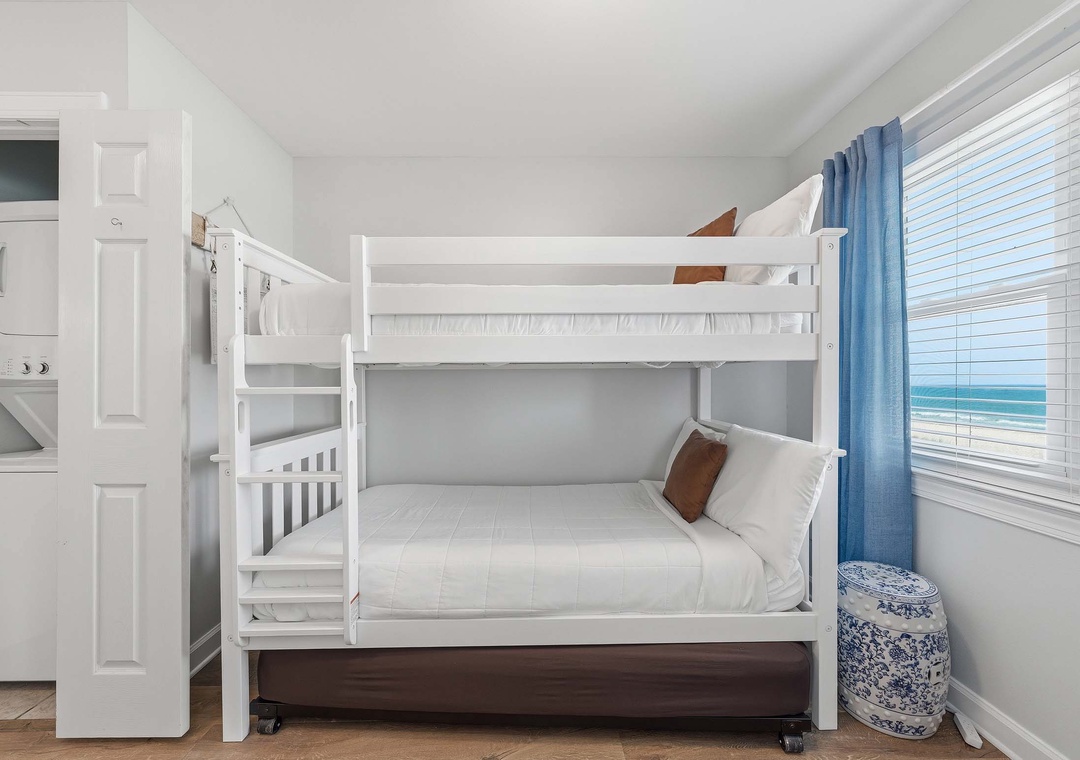 Upstairs common area with twin-over-twin bunk bed
