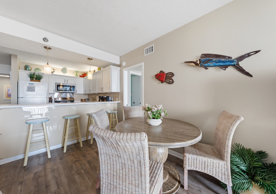 Dining table with seating for four